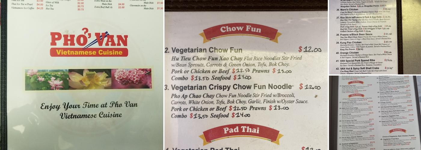 Phở Van Menu