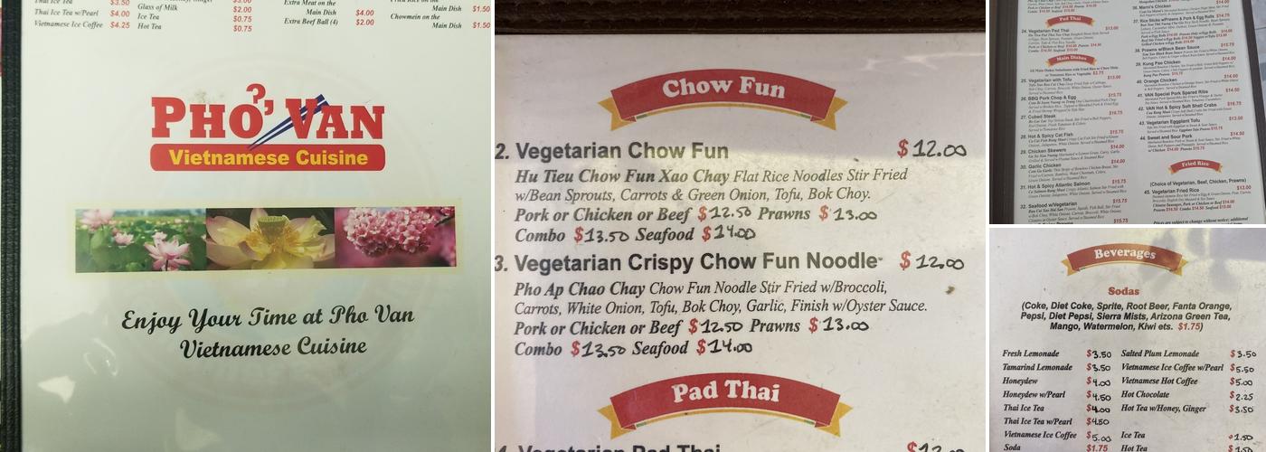 Phở Van Menu