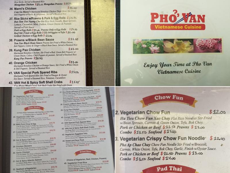 Phở Van Menu
