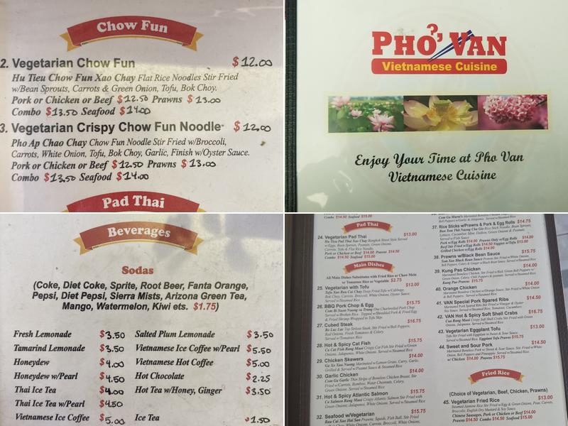 Phở Van Menu