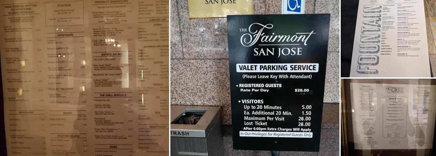 Fairmont San Jose Menu