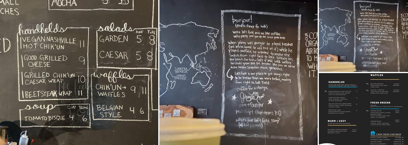 Left Field Coffee Bar Menu