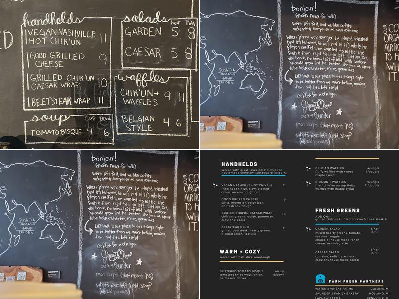 Left Field Coffee Bar Menu