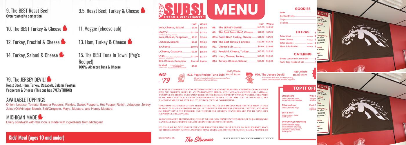 Jersey Giant SUBS! Menu
