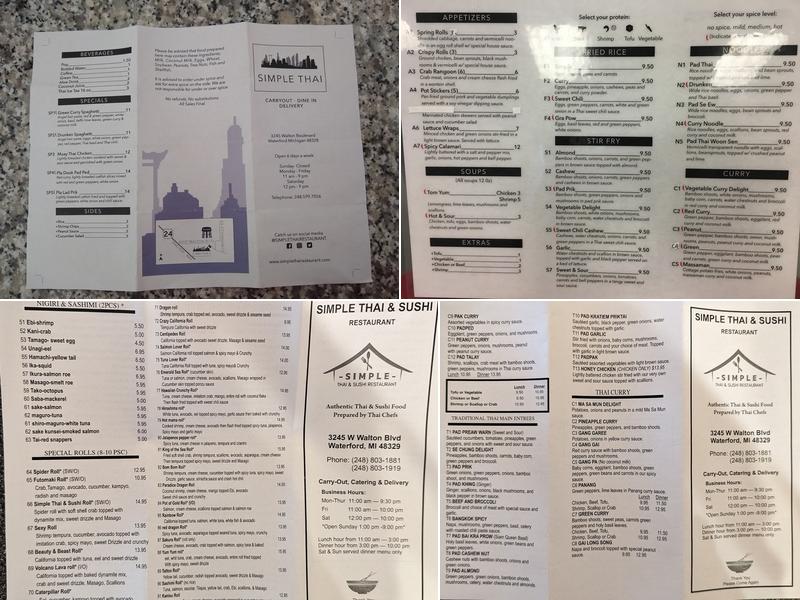 Simple Thai & Sushi Menu