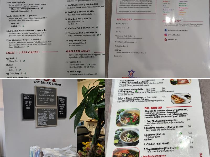The Pho Pot Menu