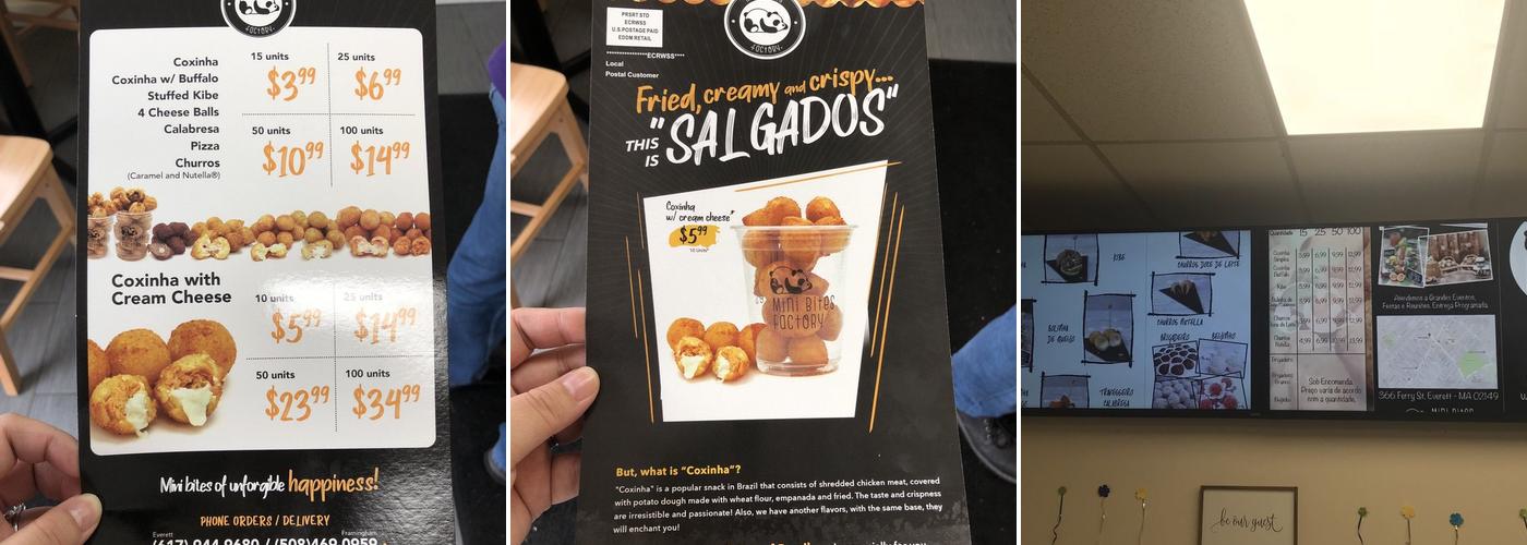 Mini Bites Factory Menu