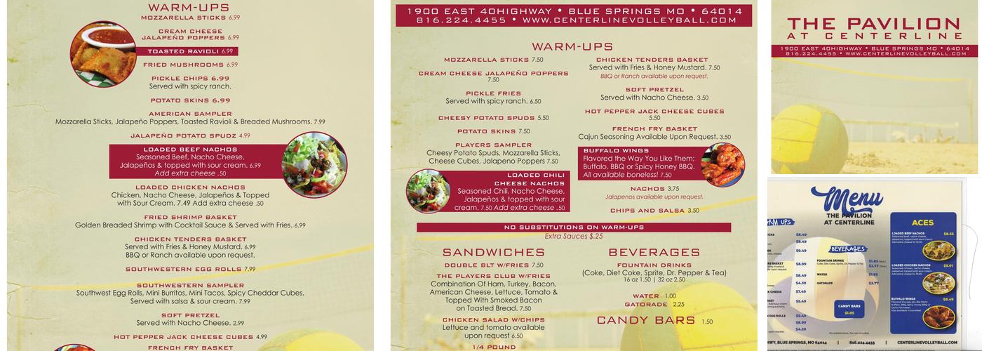 Centerline Beach Volleyball Menu