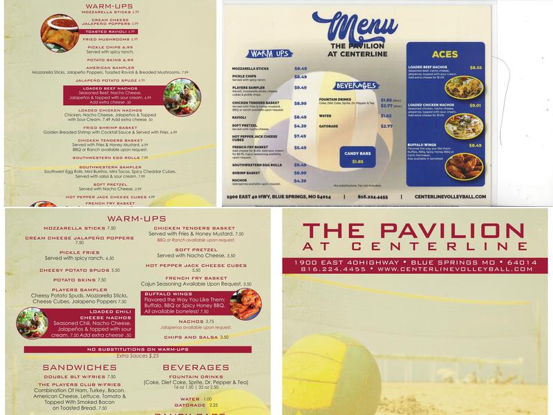 Centerline Beach Volleyball Menu