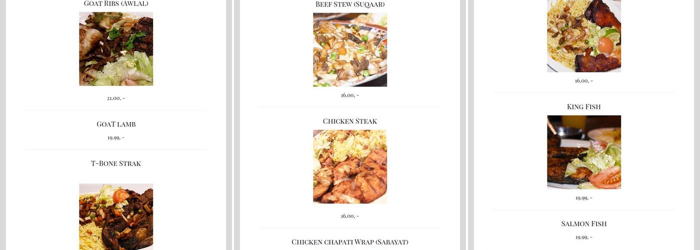 Sahan Restaurant Menu