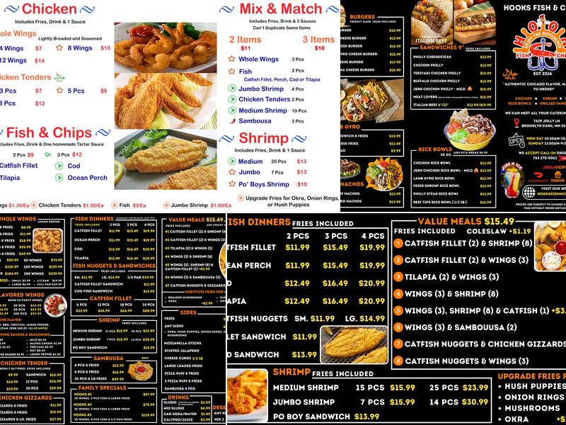 Hooks Fish and Chips Menu