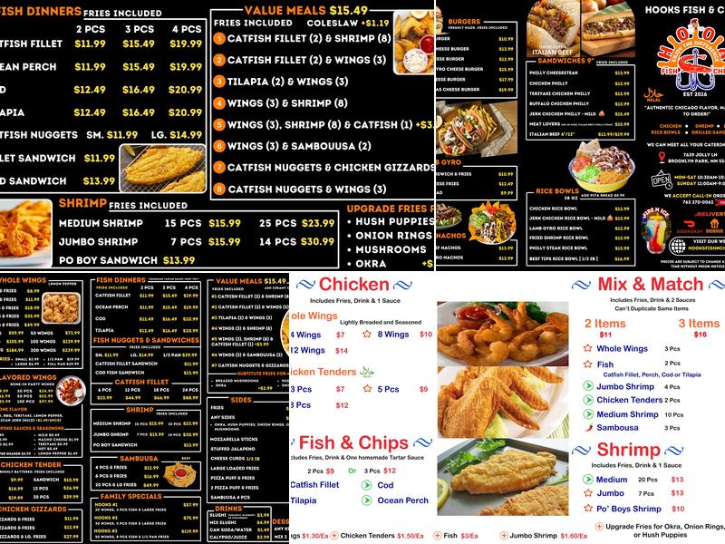 Hooks Fish and Chips Menu