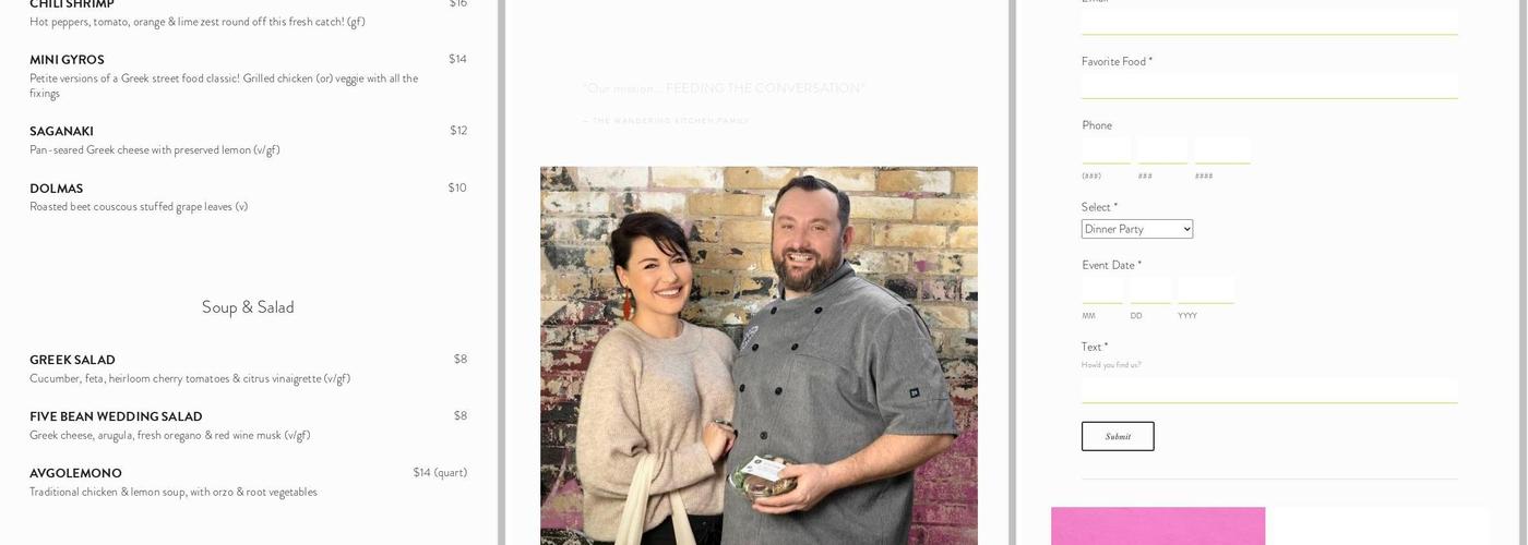 Wandering Kitchen Menu