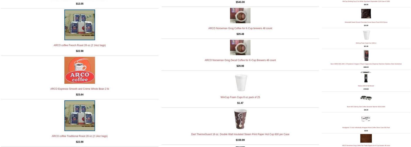 ARCO coffee company Menu