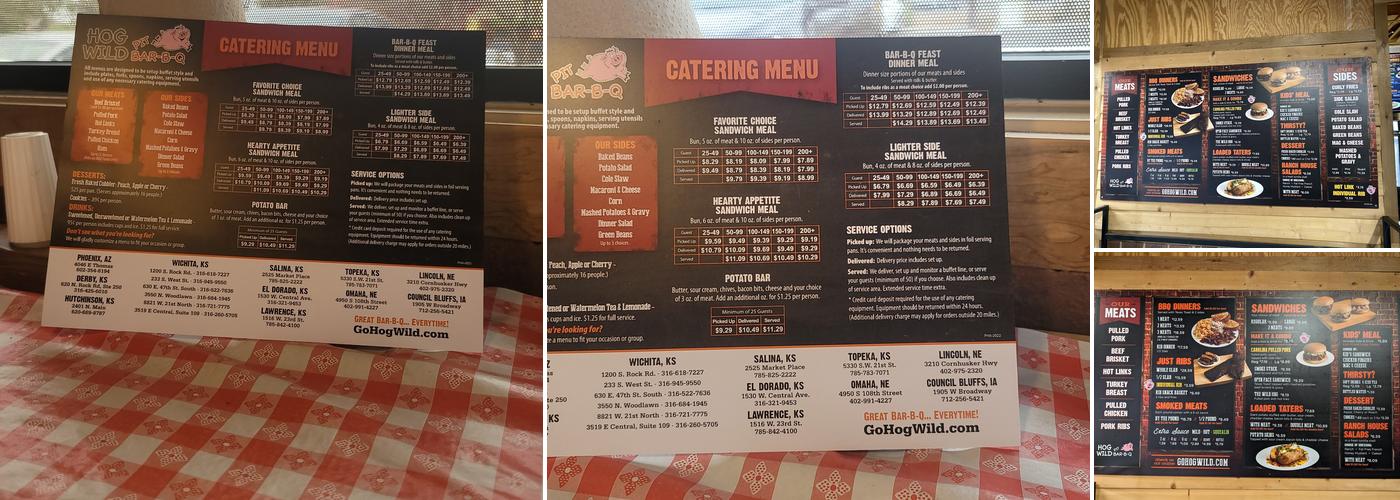 Hog Wild Pit Bar-B-Q Menu