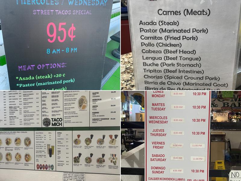 Taco Mich & Bar 4 Menu