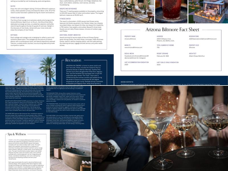 Wright Bar at the Arizona Biltmore Menu