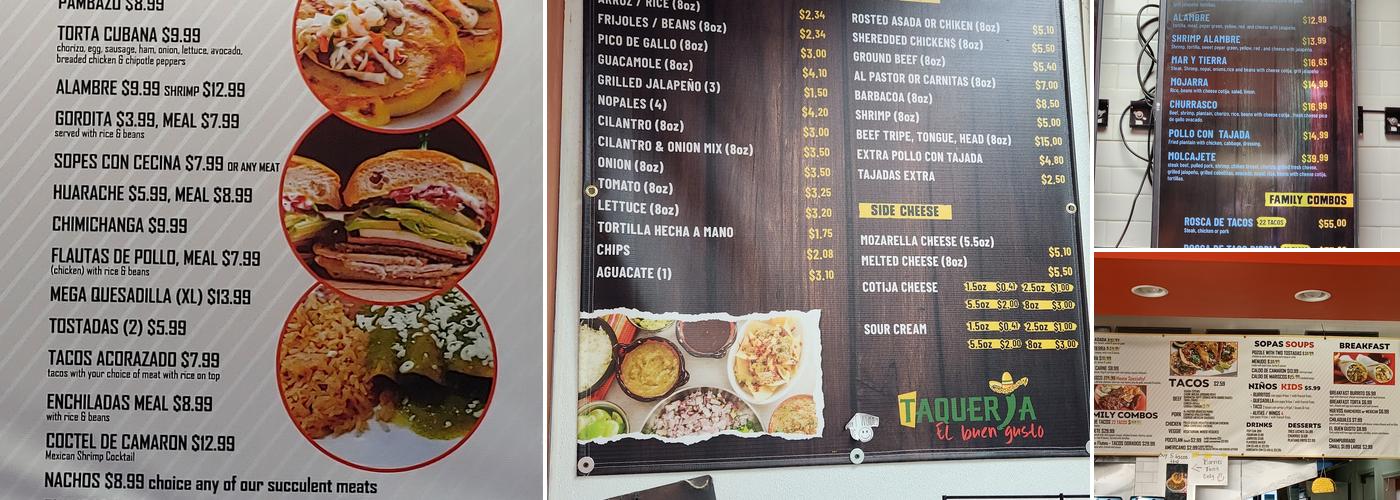 Taqueria El Buen Gusto Menu