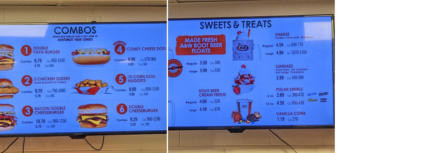 A&W Restaurant Menu