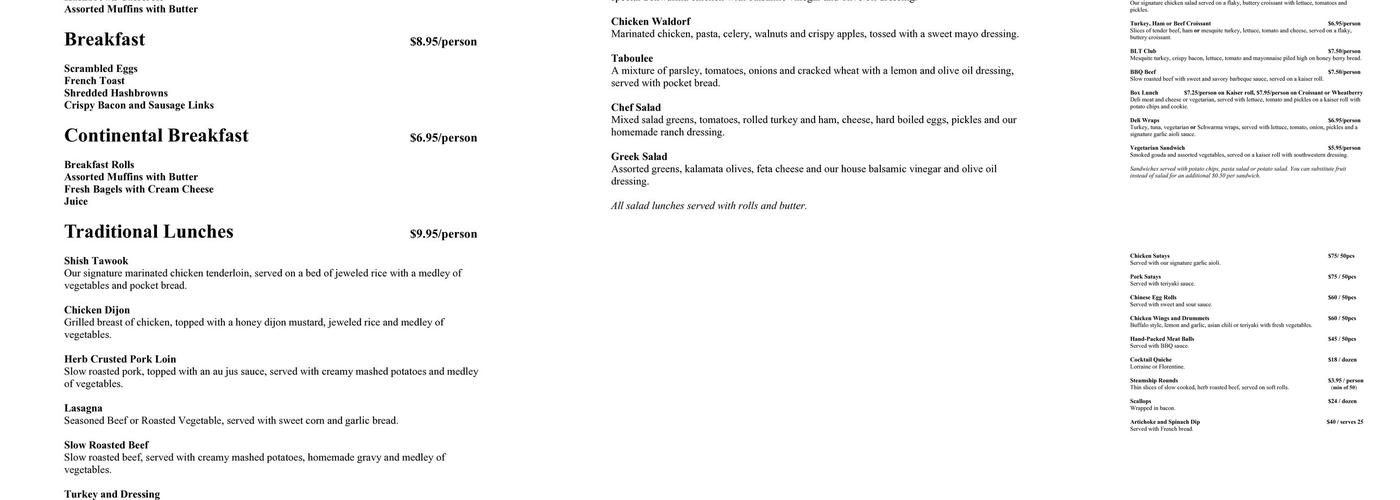 Najwa's Catering Menu