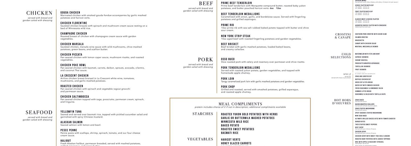 Absolute Custom Catering Menu