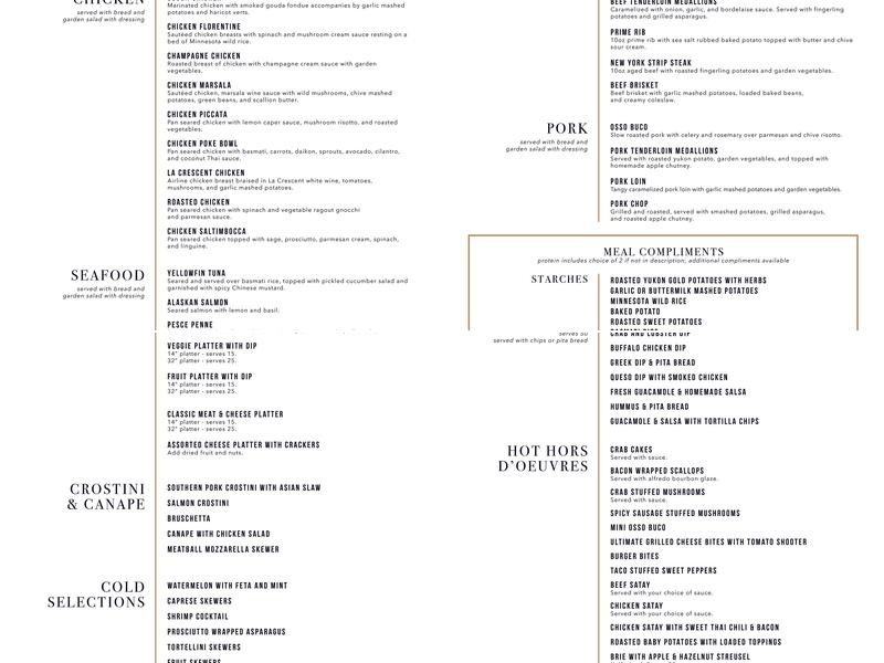 Absolute Custom Catering Menu