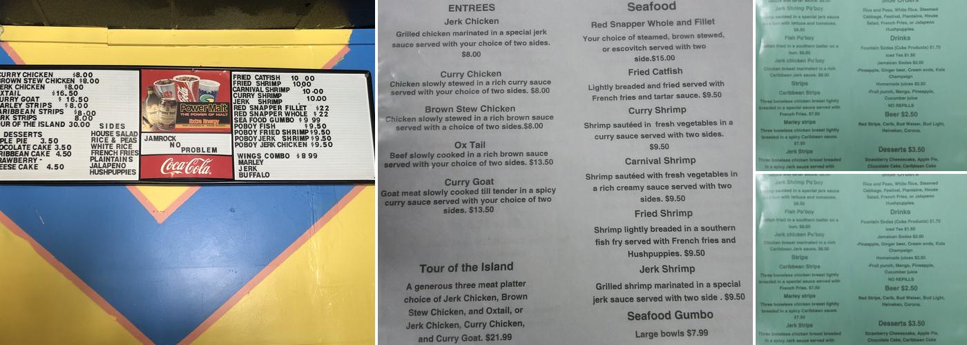 Jamrock cafe & bar / Rio Menu
