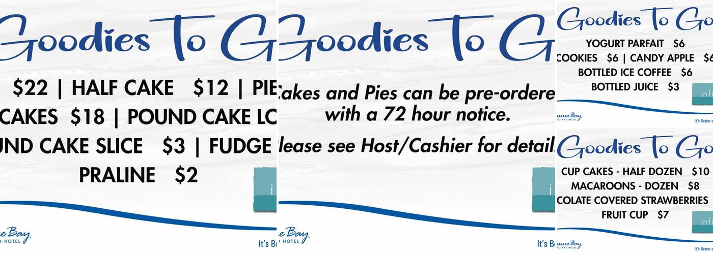 Treasure Bay Casino and Hotel Menu