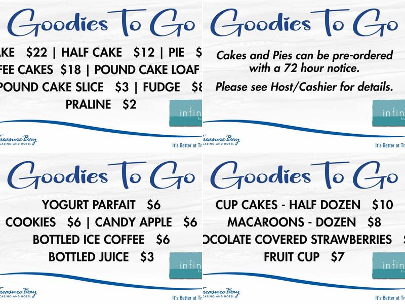 Treasure Bay Casino and Hotel Menu