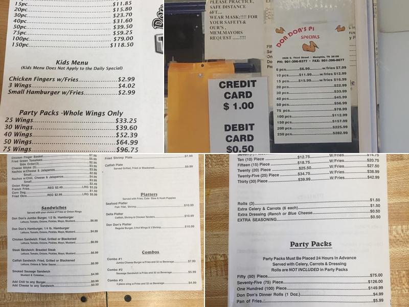 Don Don's Hot Wings Menu