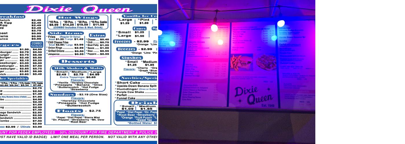 DIXIE QUEEN Menu