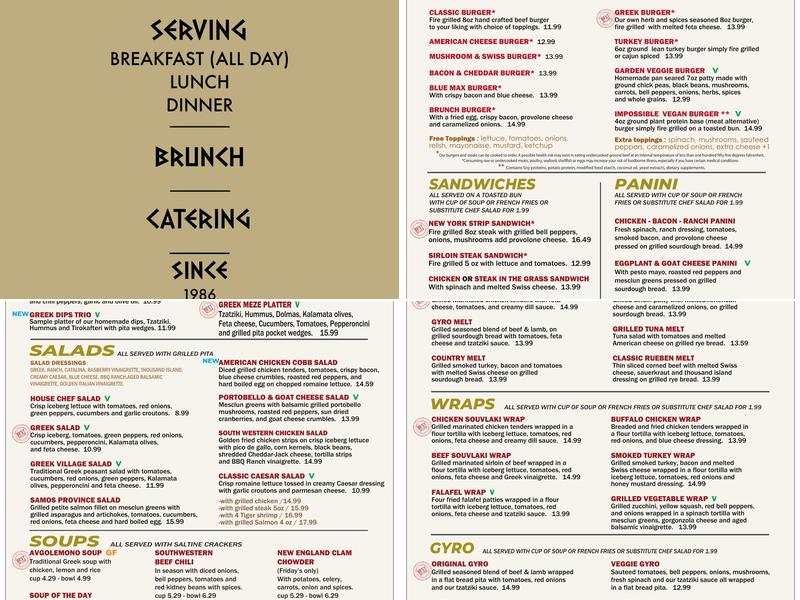 Mythos Restaurant Menu