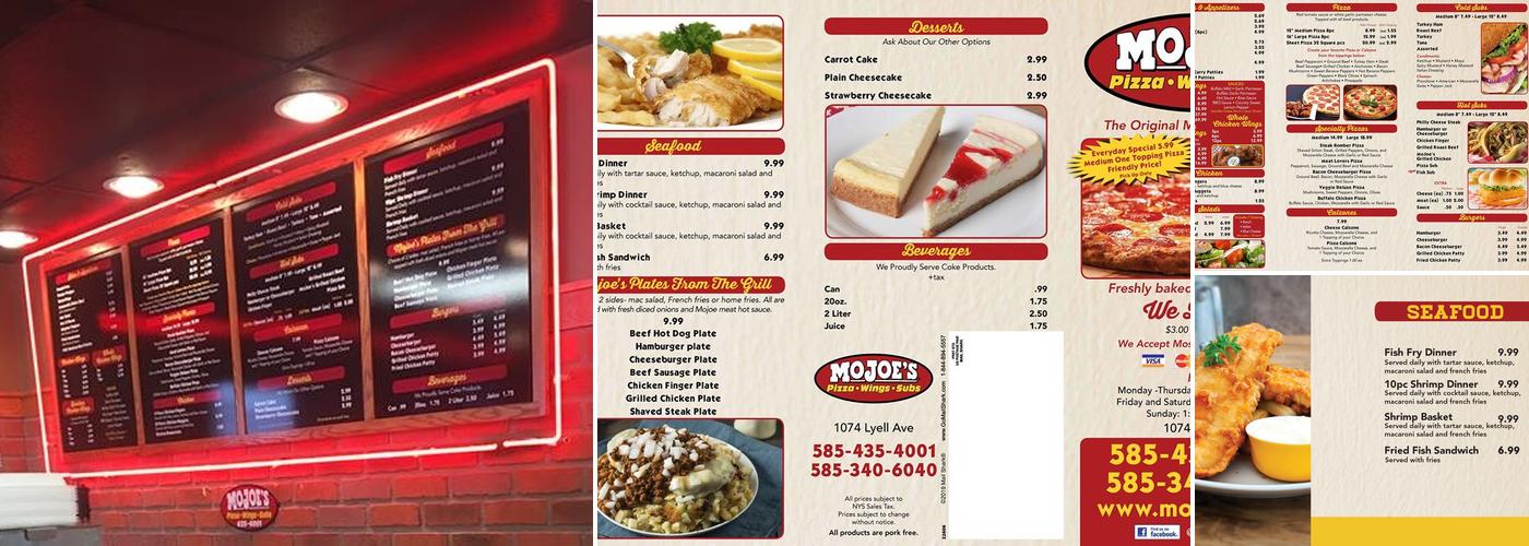 MOJOE's Pizza Menu