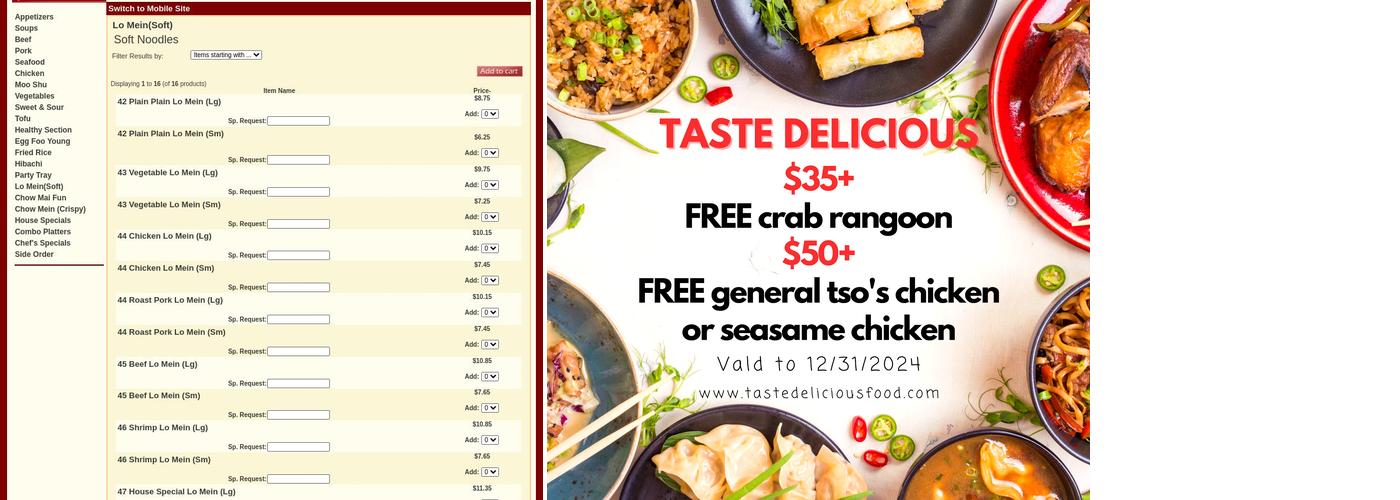 Taste Delicious Chinese Menu