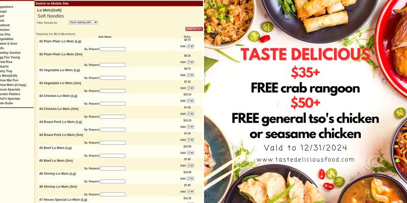 Taste Delicious Chinese Menu