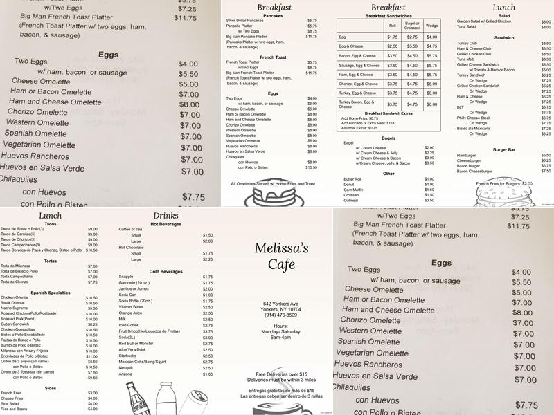 Melissa’s Restaurant Menu