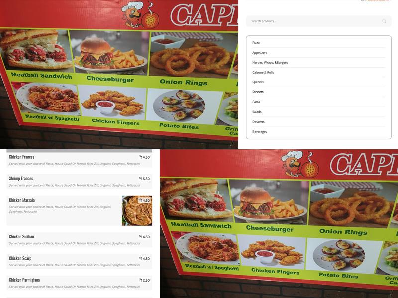 Capis pizza Menu