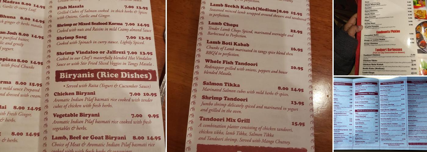 Mughal Curry Spot Menu