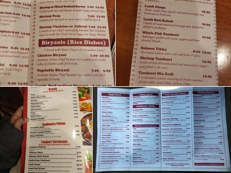 Mughal Curry Spot Menu