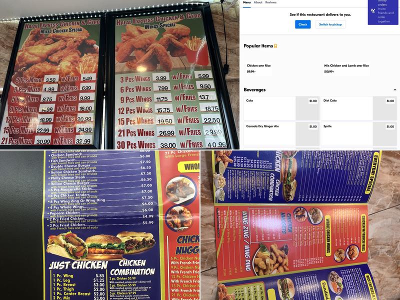 Halal Express Chicken and Gyros Menu
