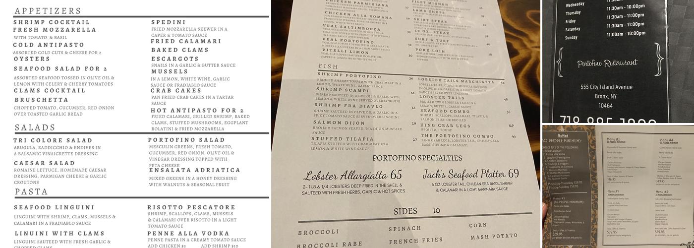 Portofino Restaurant Menu