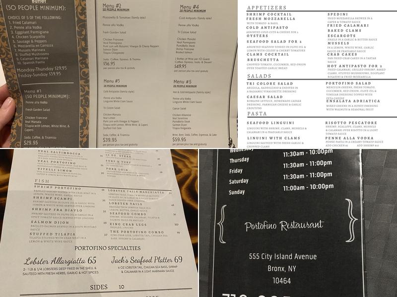 Portofino Restaurant Menu