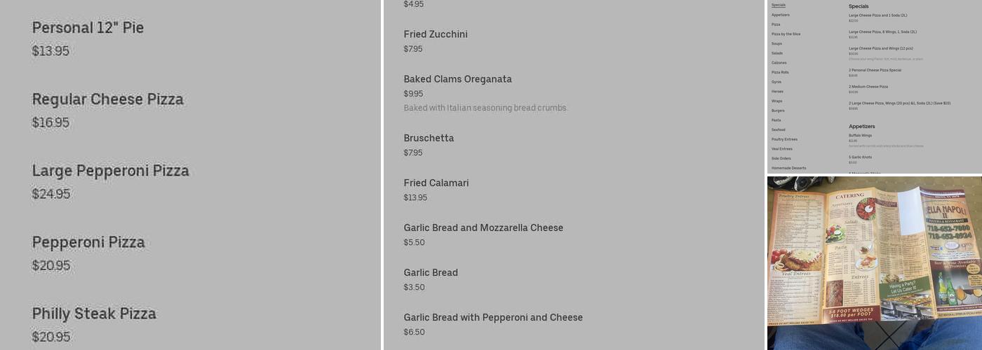 Bella Napoli II Menu