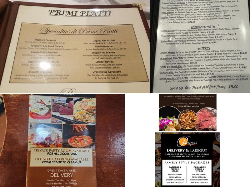 Patricia's Pizza of Tremont Menu