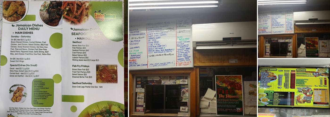 Cooler Runnings Jamaican Restaurant Menu