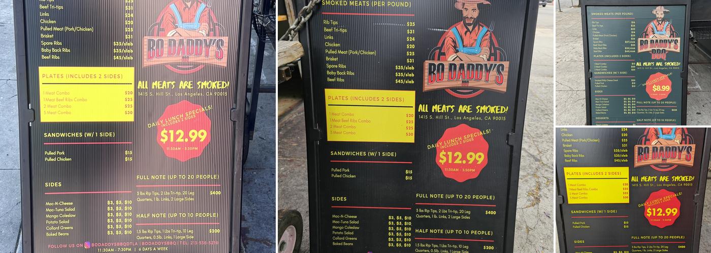 Bo Daddy's BBQ Menu