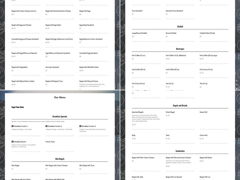 Bagel Town Menu