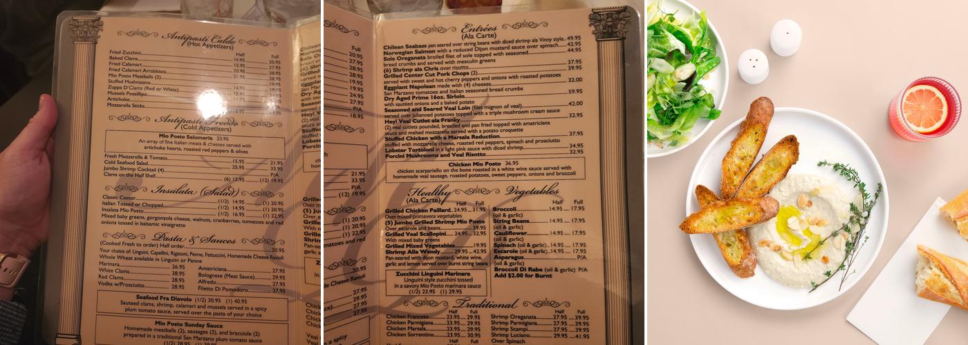 Mio Posto Merrick Menu