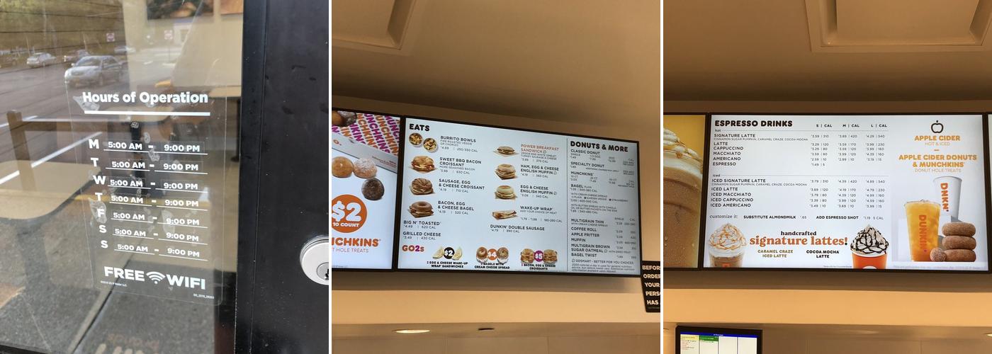 Dunkin' Menu