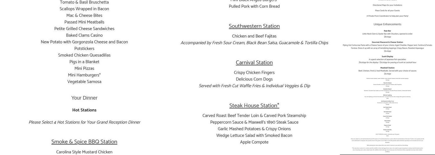 Mansion at Timber Point Menu
